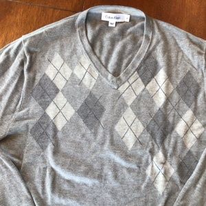 Men’s Calvin Klein grey argyle cotton sweater